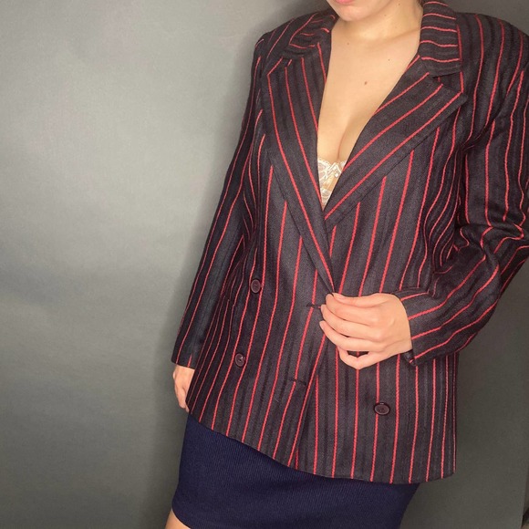 Dior Jackets & Blazers - Vintage Christian Dior Red Navy Stripe Blazer 8